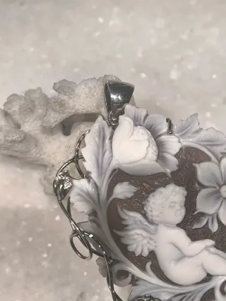 Ciondolo cammeo argento 925 con angelo