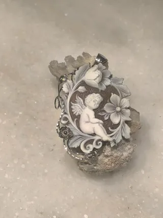 Ciondolo cammeo argento 925 con angelo