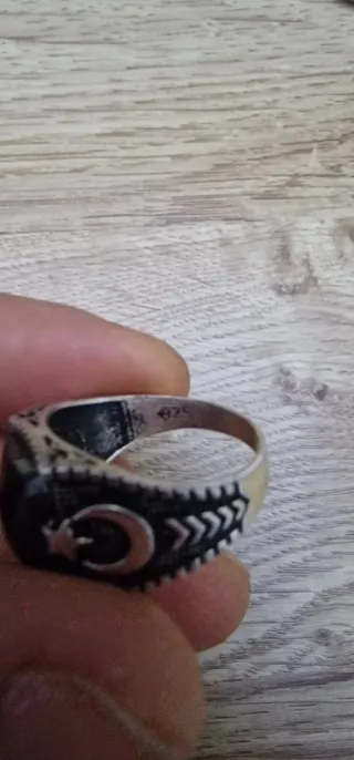 Anillo Plata Estrella y Luna Negra