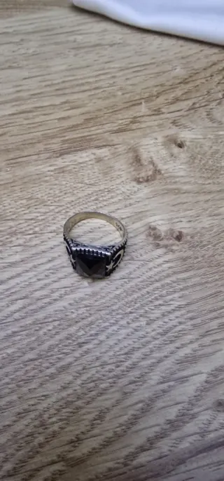 Anillo Plata Estrella y Luna Negra