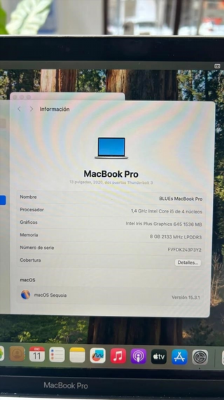 MacBook Pro 2020 13 8GB RAM i5 Plata