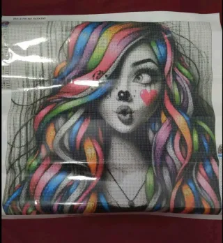 Pintura Diamante Mujer Arcoíris 50x50