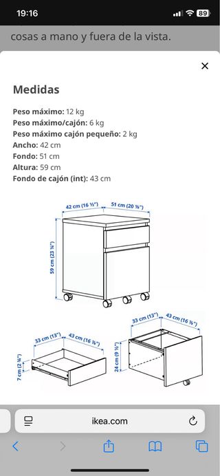 Cajonera con ruedas MALM Ikea