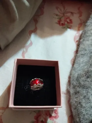 Pandora Charm Plata Ley Murano Rojo