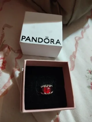 Pandora Charm Plata Ley Murano Rojo