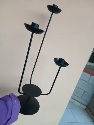 Portacandele nero in metallo