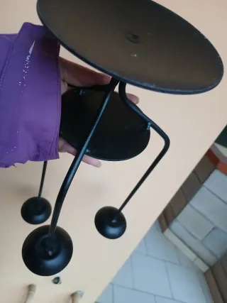 Portacandele nero in metallo