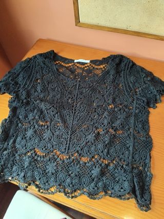Camiseta Mango Negra Encaje