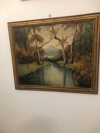 Quadro paesaggio fiume autunnale