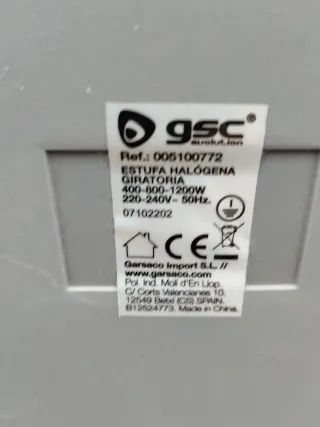 Estufa radiador calefacción halógeno eléctrico