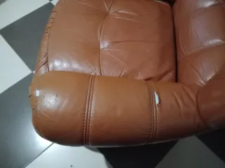 Sofá y sillones de piel marrones