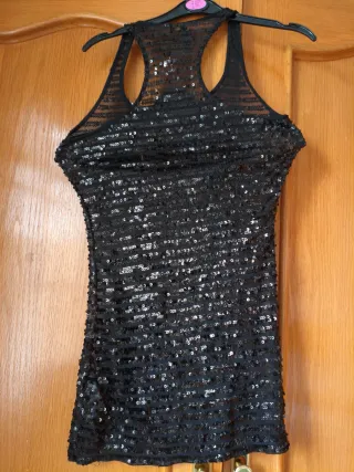 Top Fiesta Lentejuelas Negro