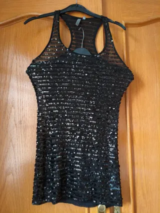 Top Fiesta Lentejuelas Negro