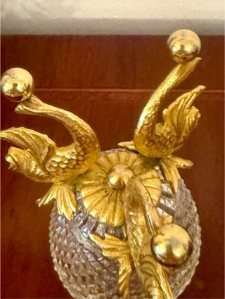 Antico cofanetto per gioielli del XIX secolo con supporto a forma di pesce