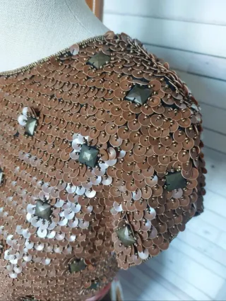 Chaqueta corta lentejuelas cobre y oro