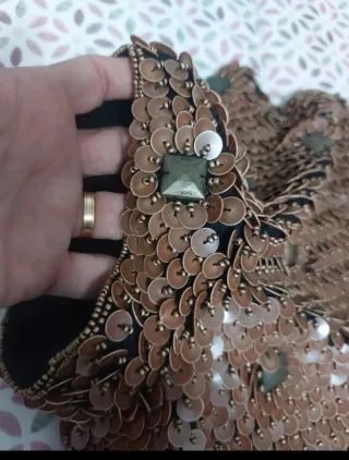 Chaqueta corta lentejuelas cobre y oro