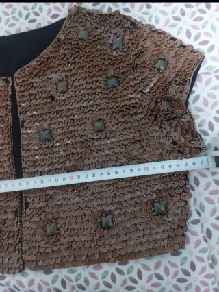 Chaqueta corta lentejuelas cobre y oro