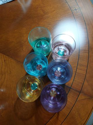 Set 6 Vasos Colores Vidrio