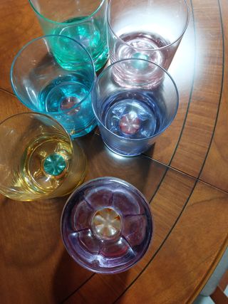 Set 6 Vasos Colores Vidrio