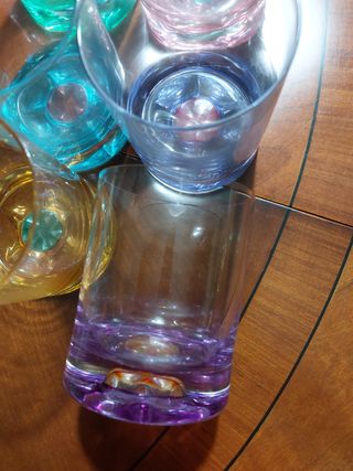 Set 6 Vasos Colores Vidrio