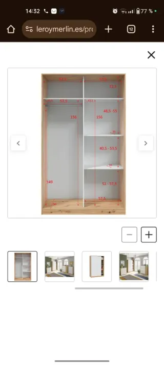 Armario puertas correderas madera y blanco