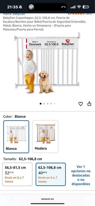 Barrera Seguridad BabyDan Copenhagen 62,5-106,8 cm