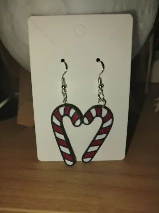 Pendientes Corazón Bastón Caramelo