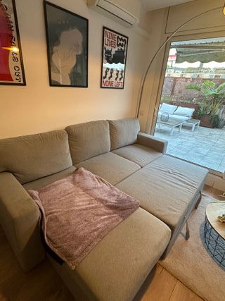 Sofá cama Ikea gris con chaise longue