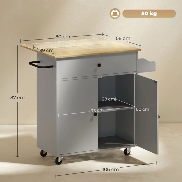 Isla de Cocina con Ala Abatible