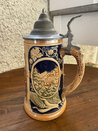 4 Bicchieri da Birra Tedesca in Ceramica e Metallo