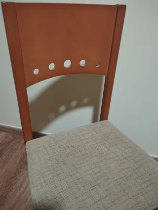 2 Sillas de Comedor Madera y Tela