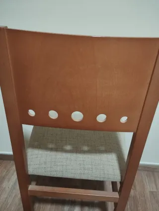 2 Sillas de Comedor Madera y Tela