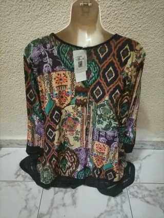 Blusa Patchwork Manga Larga