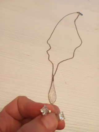 Conjunto collar y pendientes plata