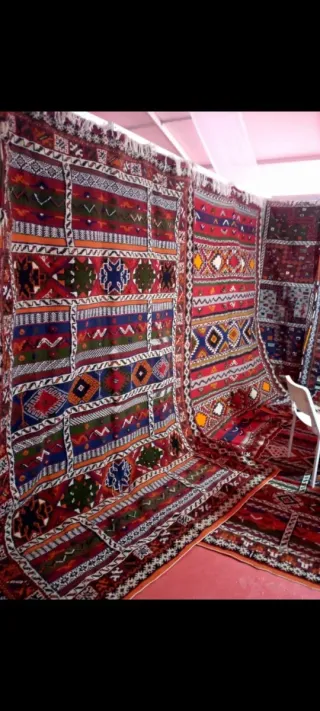 Alfombra Marroquí Beige Multicolor .Hecho a pedido