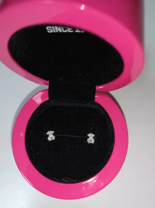 Pendientes Oso Tous Oro Blanco Diamantes.