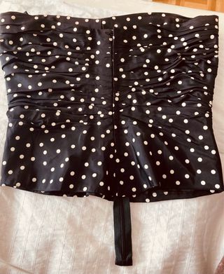 Top palabra de honor negro lunares blancos