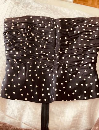 Top palabra de honor negro lunares blancos