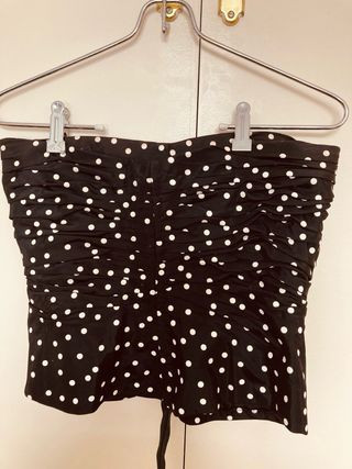 Top palabra de honor negro lunares blancos