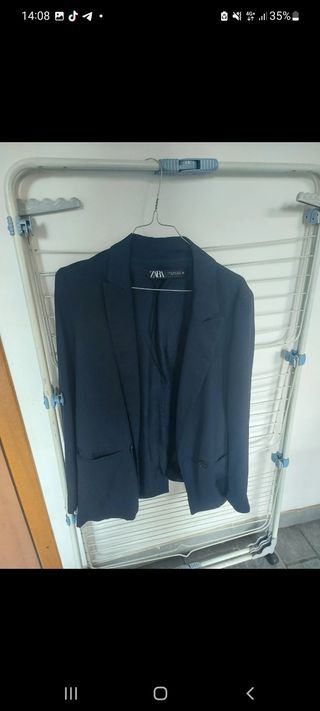 Completo Zara Blazer e Pantalone Blu Taglia XS