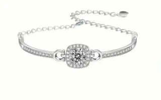 Conjunto Moissanitas Plata: Pendientes y Pulsera