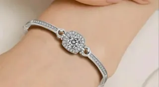 Conjunto Moissanitas Plata: Pendientes y Pulsera