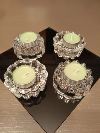 4 portacandele in vetro massiccio