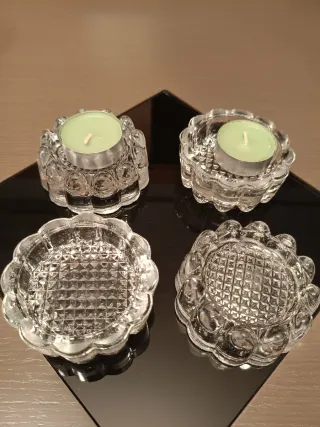 4 portacandele in vetro massiccio