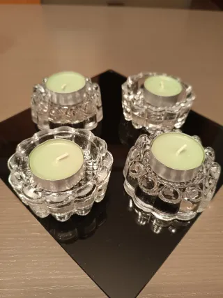 4 portacandele in vetro massiccio