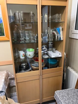 Bufet comedor madera y cristal