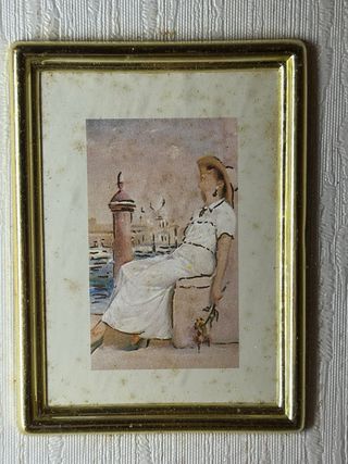 Rara litografia vintage incorniciata