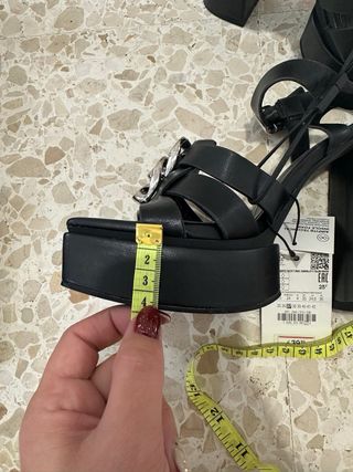 Tacones Zara Plataforma Negros Talla 37
