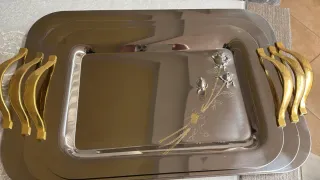 Set 3 vassoi decorati oro e argento