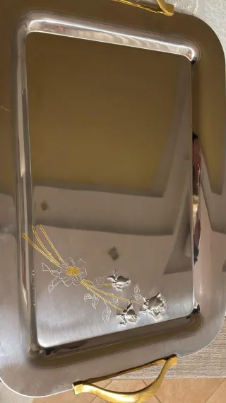 Set 3 vassoi decorati oro e argento